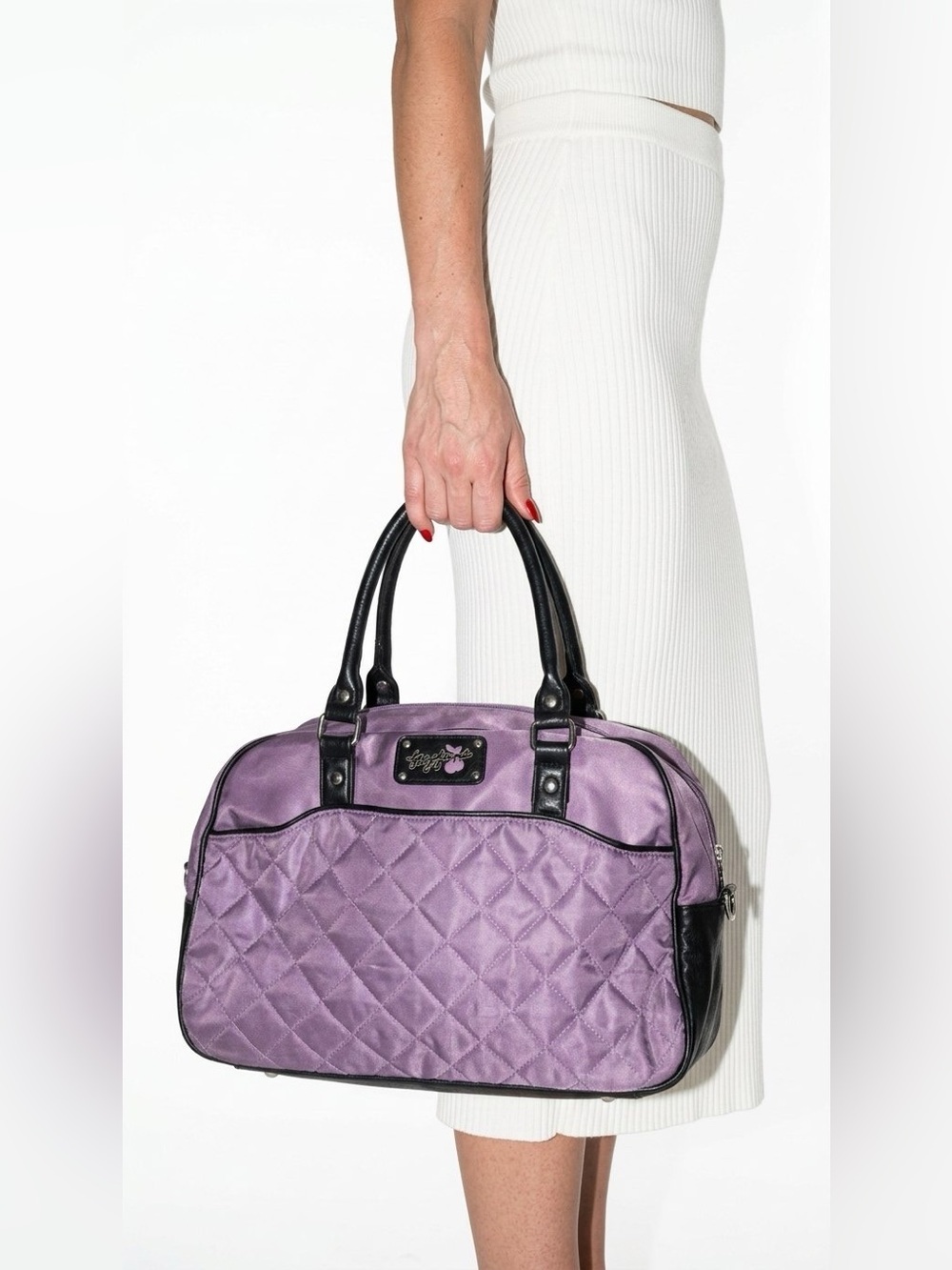 FOXY JEANS PURPLE QUILTED DUFFEL TRAVEL BAG WOMAN
